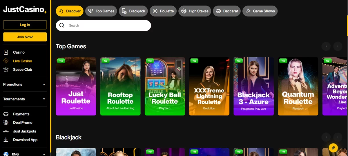 Just Casino Live Casino
