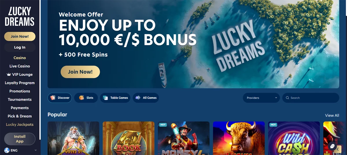 Lucky Dreams Casino Homepage