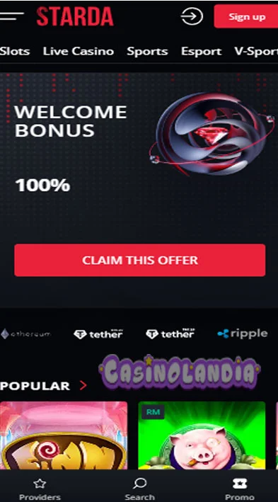 Starda Casino Mobile View