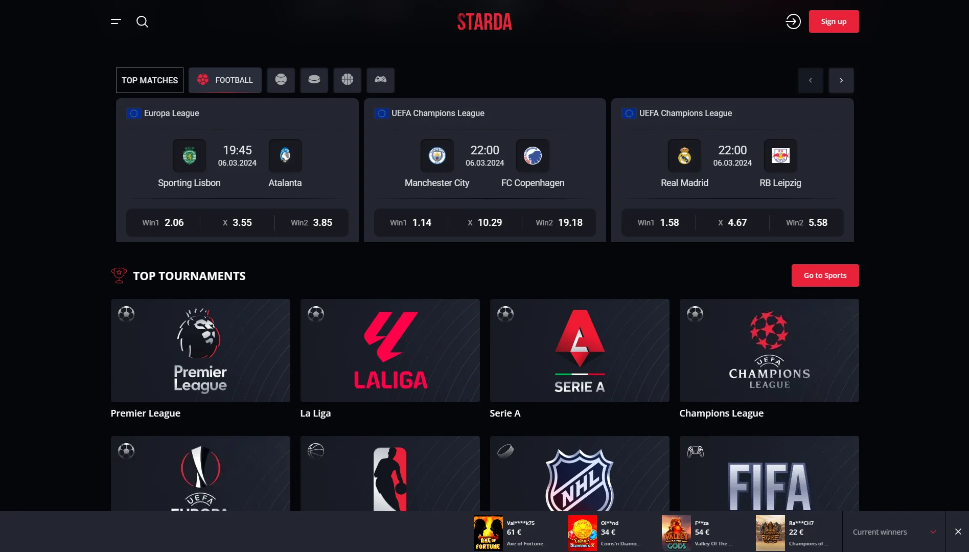 Starda Casino Sportsbook
