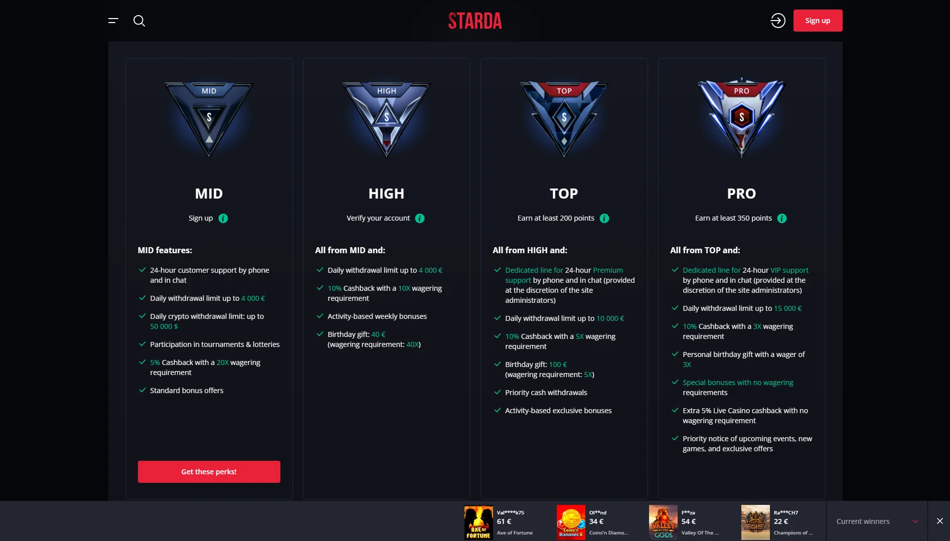 Starda Casino VIP Club