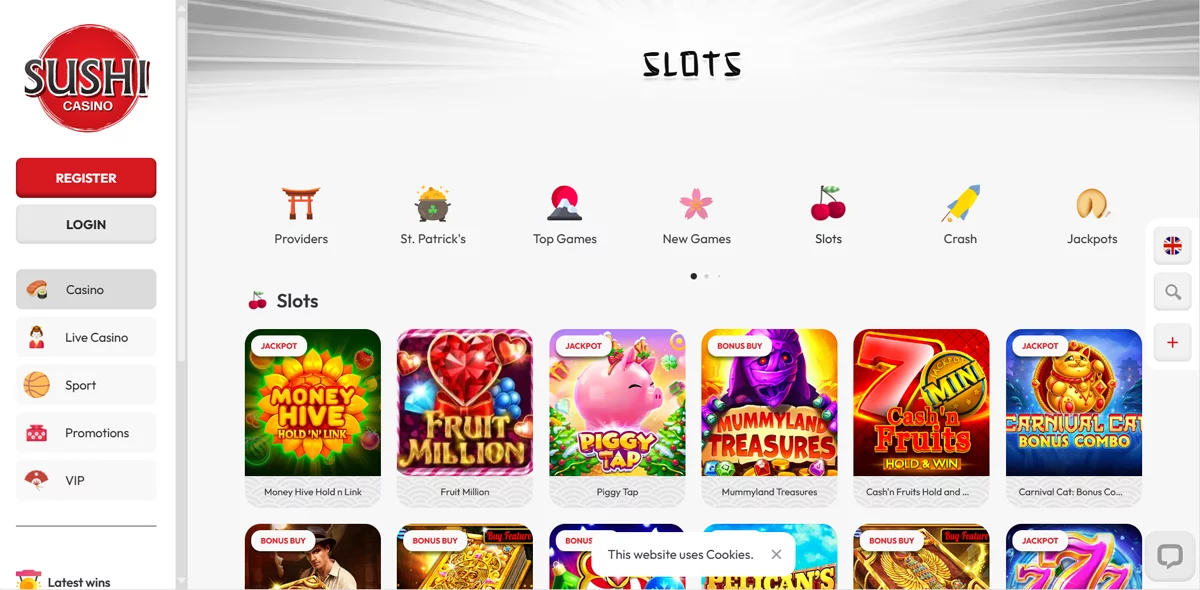 Sushi Casino Slots Section