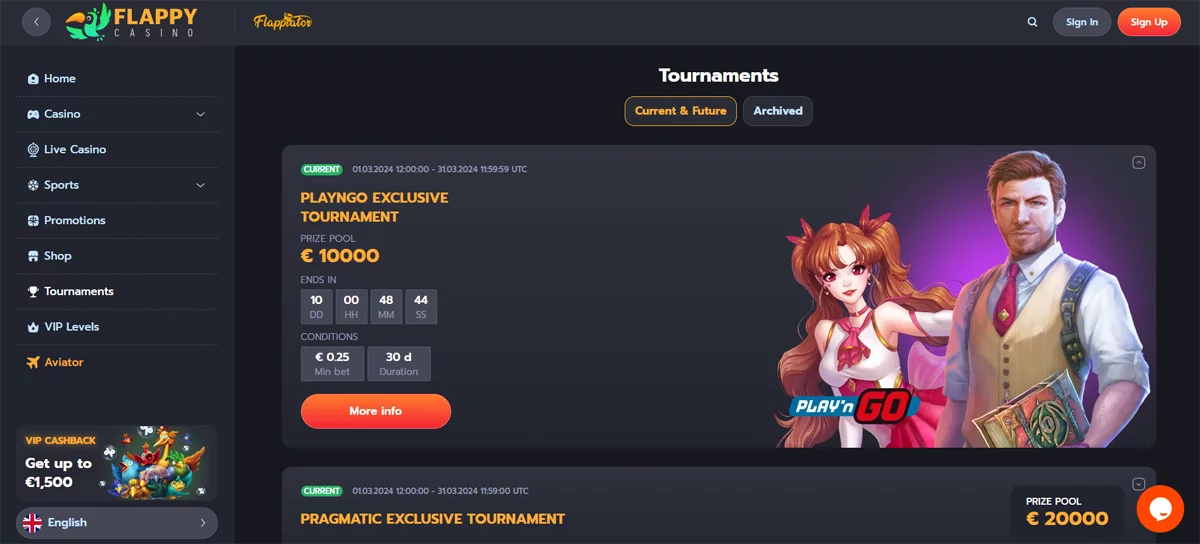Tournaments Flappy Casino