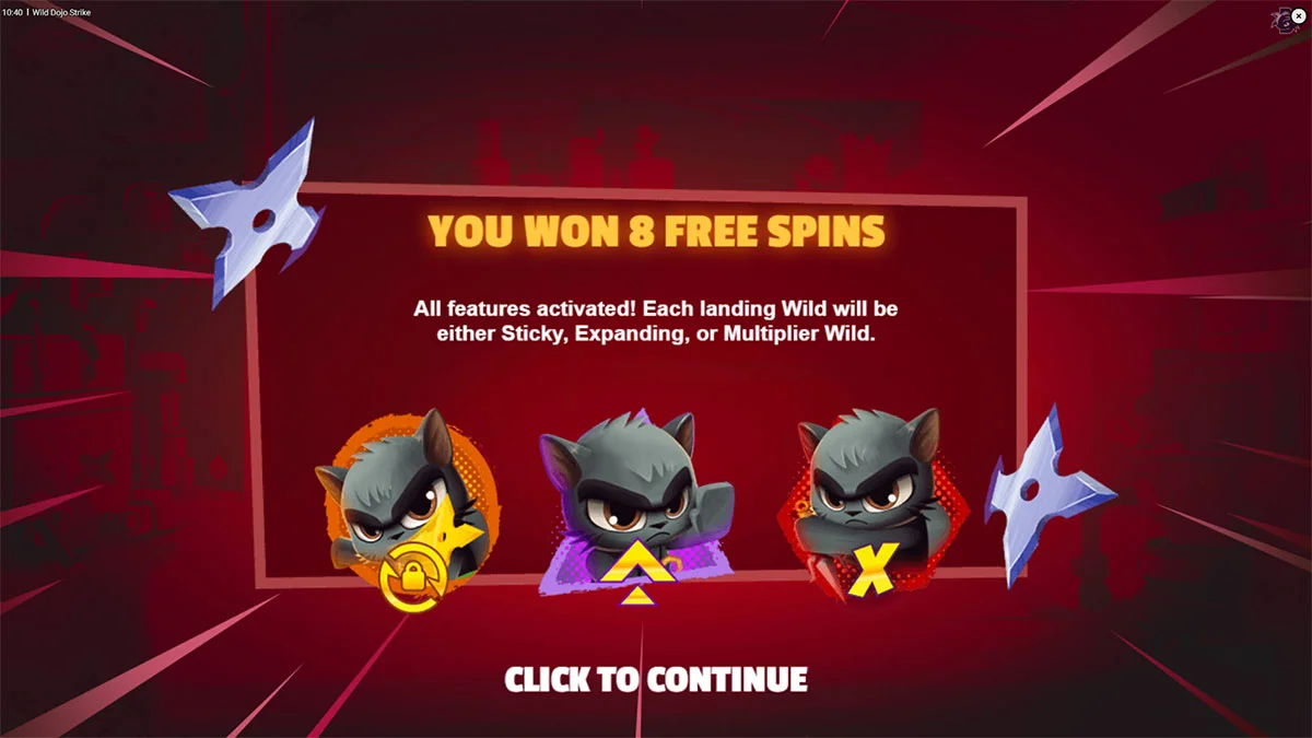 Wild Dojo Strike Free Spins