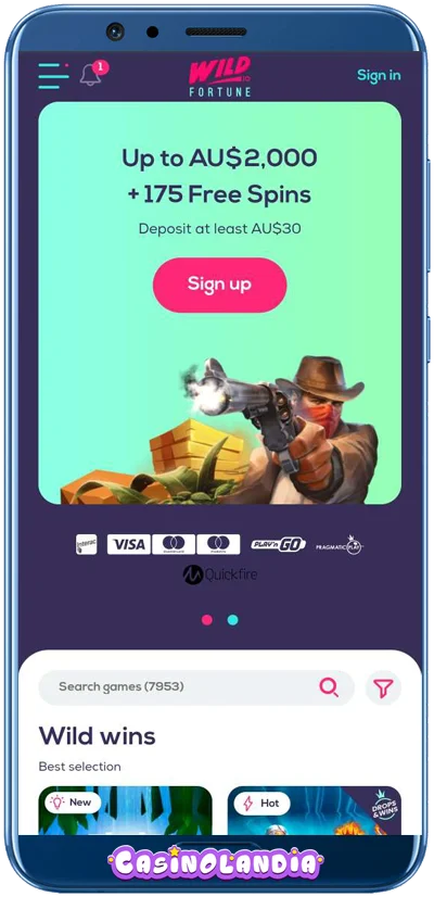 Wild Fortune Casino Mobile View