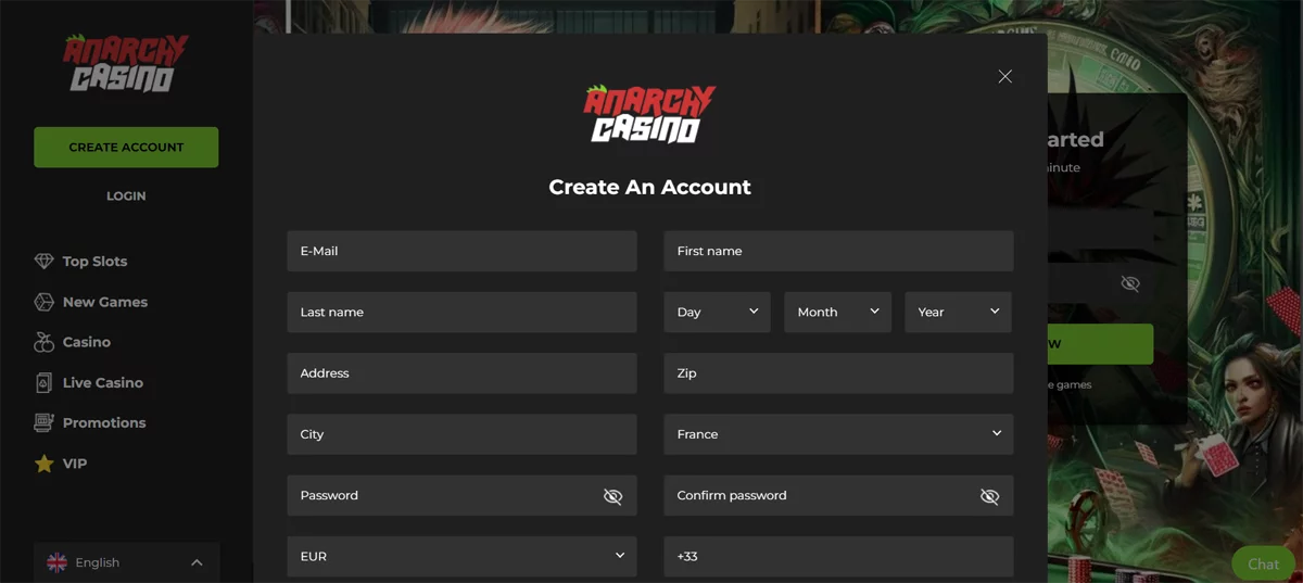 Registration Anarchy Casino