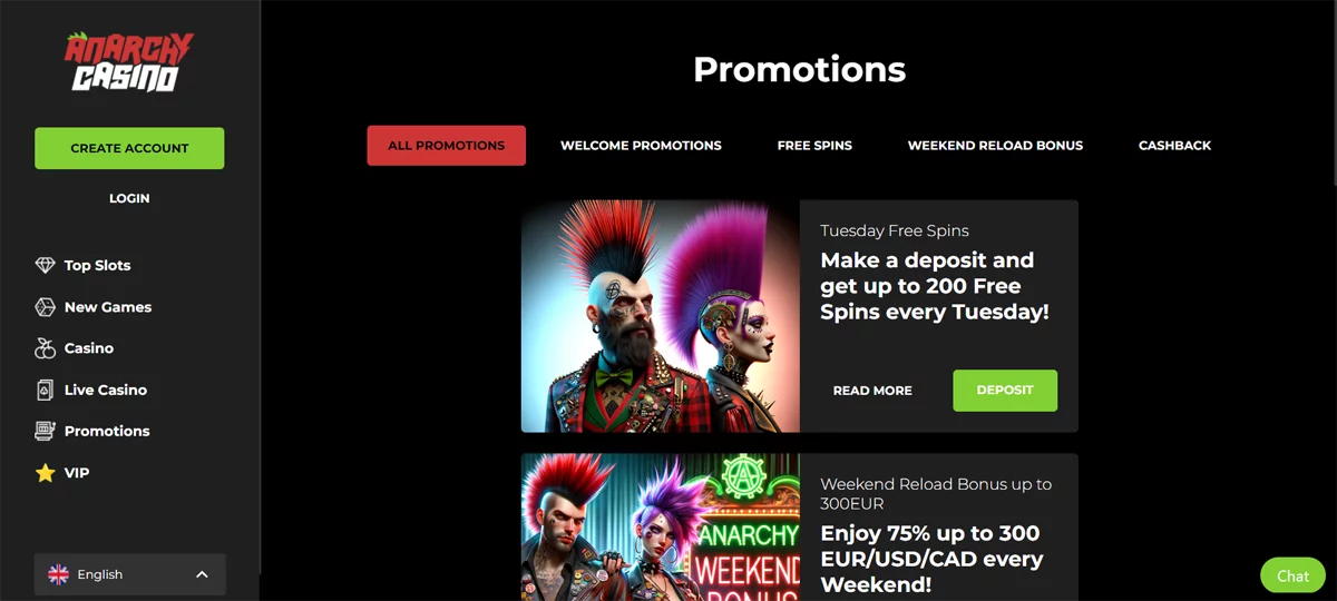 Promotions Anarchy Casino