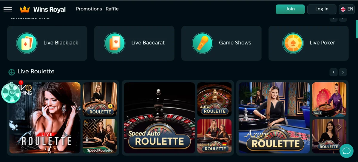 Live Games Wins Royal Casino