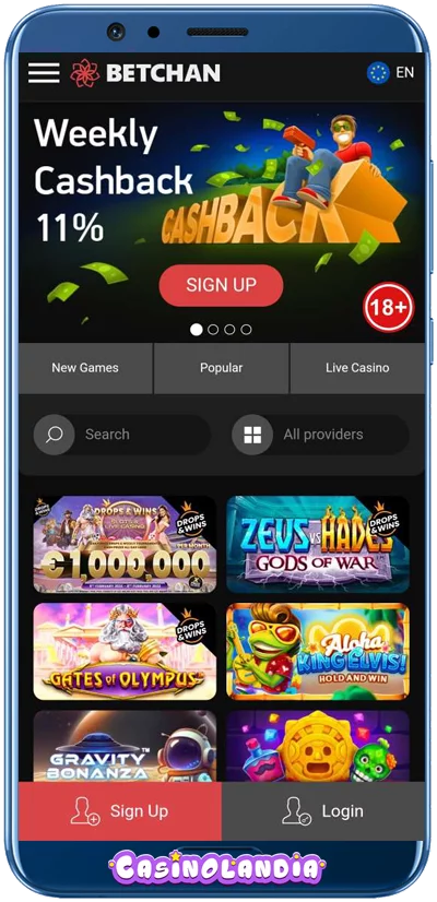 BetChan Casino Mobile View