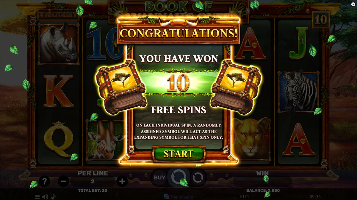 Book of Savannah’s Queen Free Spins