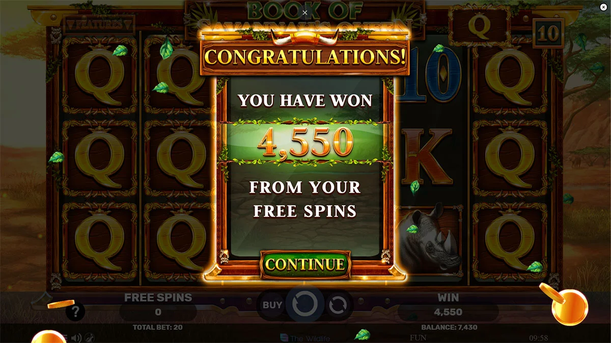 Book of Savannah’s Queen Total