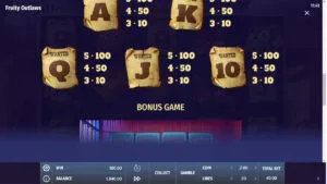 Fruity Outlaws Paytable 2
