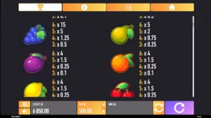 Hot Wild 100 Paytable