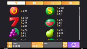 Hot Wild 20 Paytable