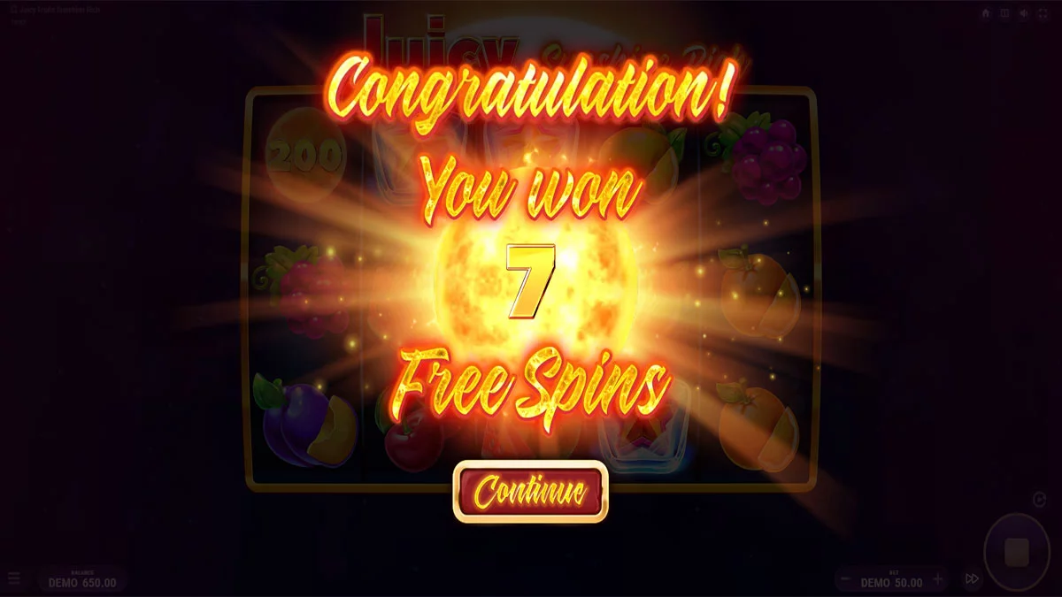 Juicy Fruits Sunshine Rich Free Spins