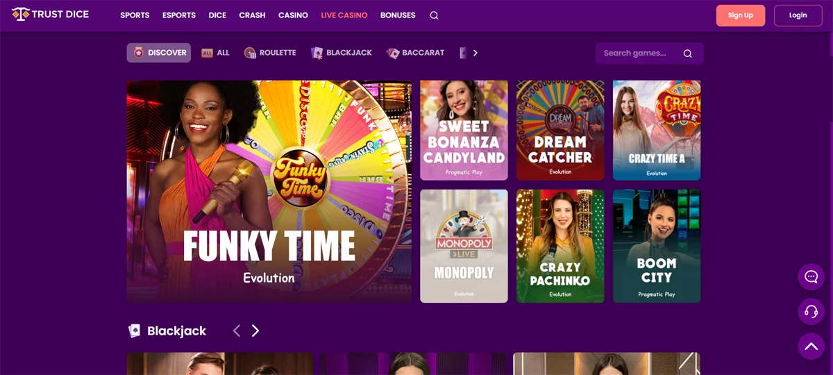 Live Casino Trust Dice Casino