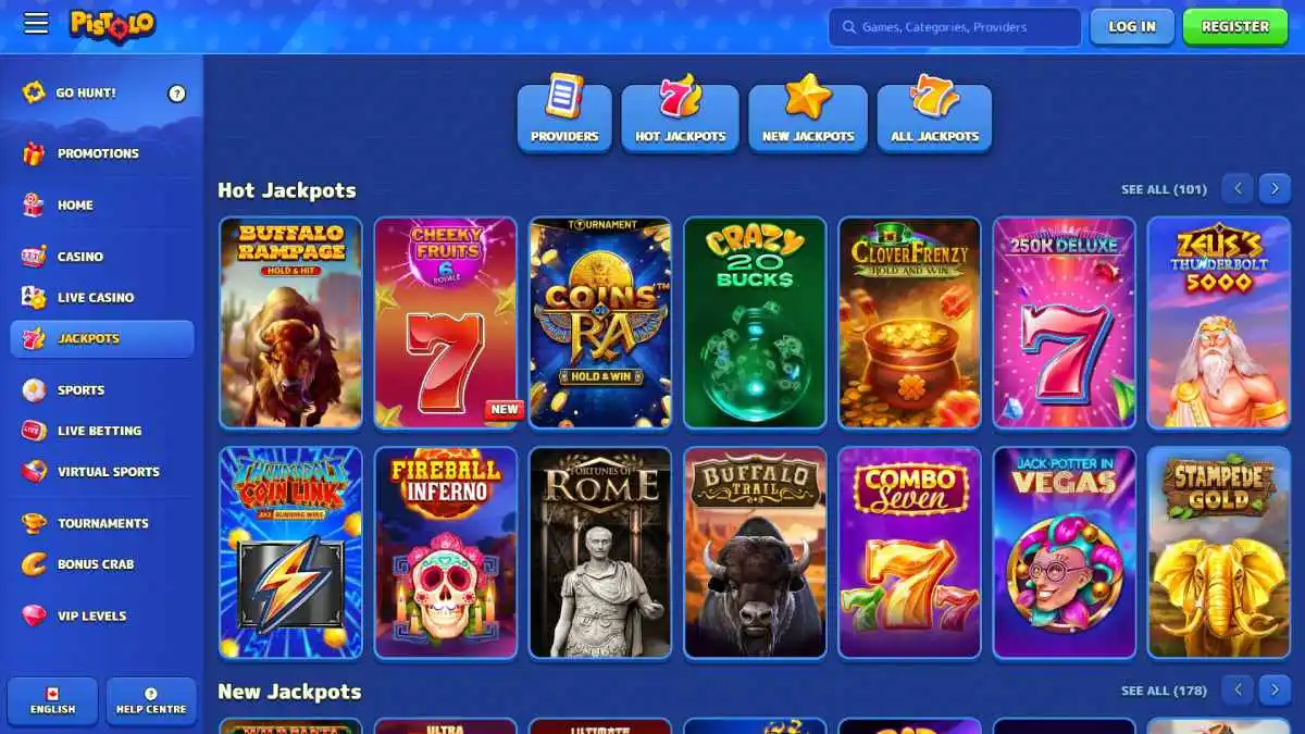 Pistolo Casino Jackpots Page