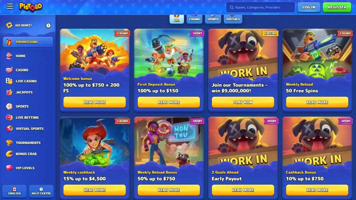 Pistolo Casino Promotions Page