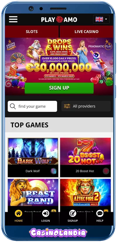 Playamo Casino Mobile View