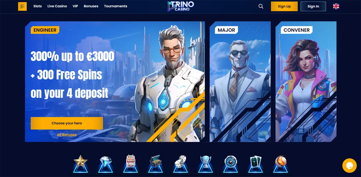 Trino Casino Home Screen
