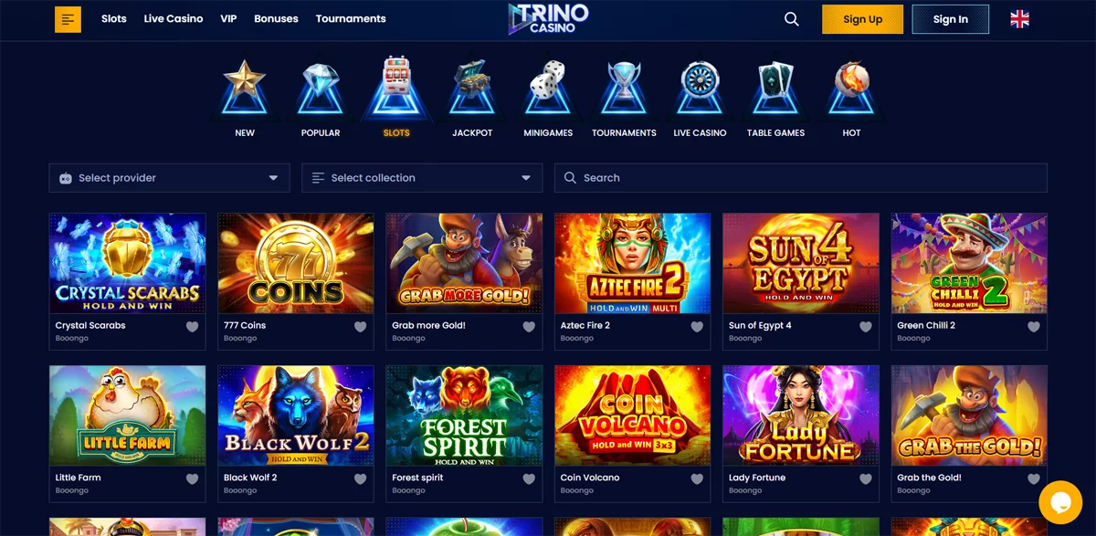 Trino Casino Slots Section