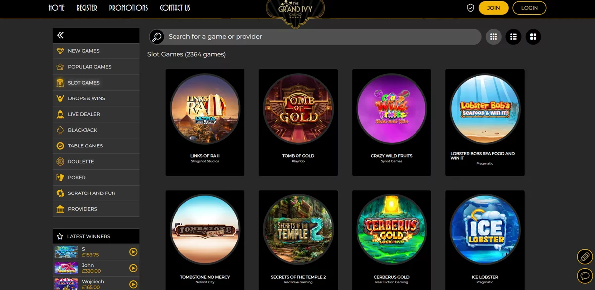 Grand Ivy Casino Slots Section