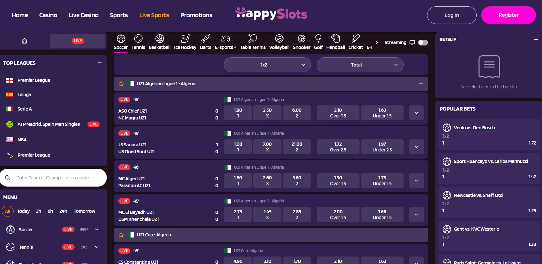 HappySlots Casino Live Sports
