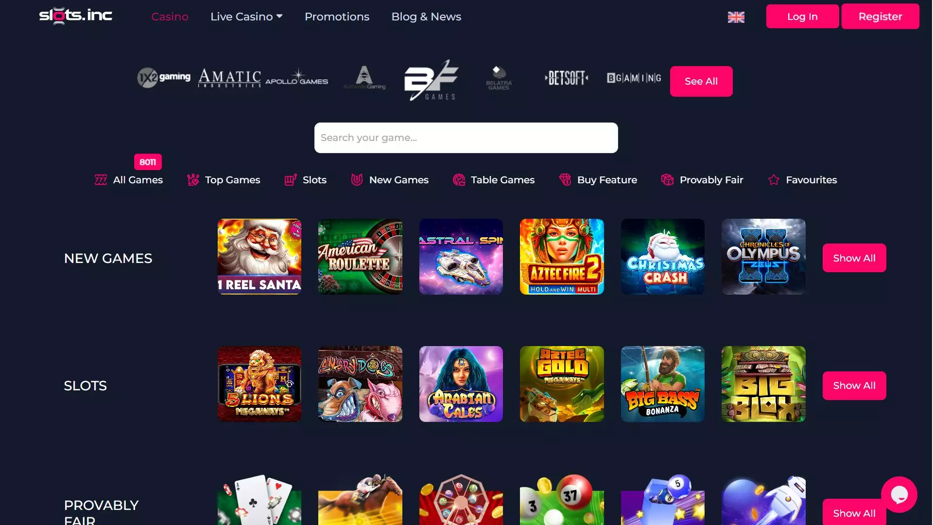 Slots.Inc Casino Casino Slots Section