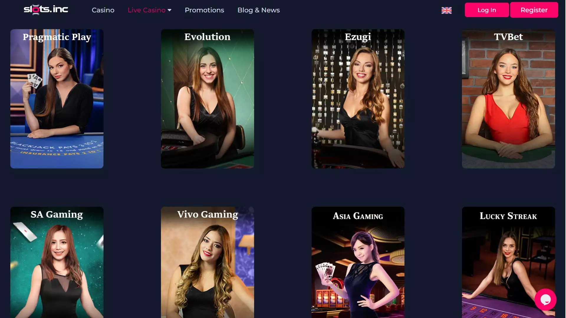 Slots.Inc Casino Live Section
