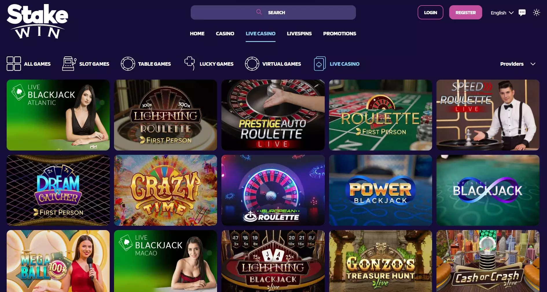 StakeWin Casino Live Casino