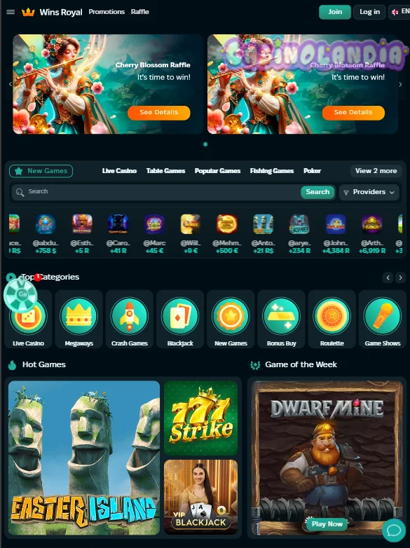 Tablet View Portrait Wins Royal Casino