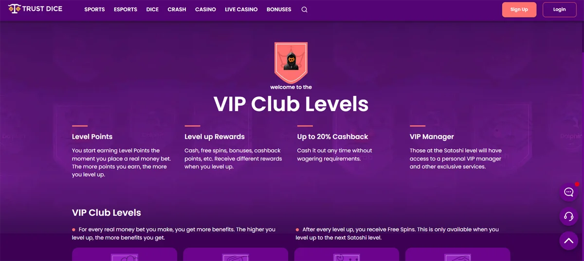VIP Program Trust Dice Casino