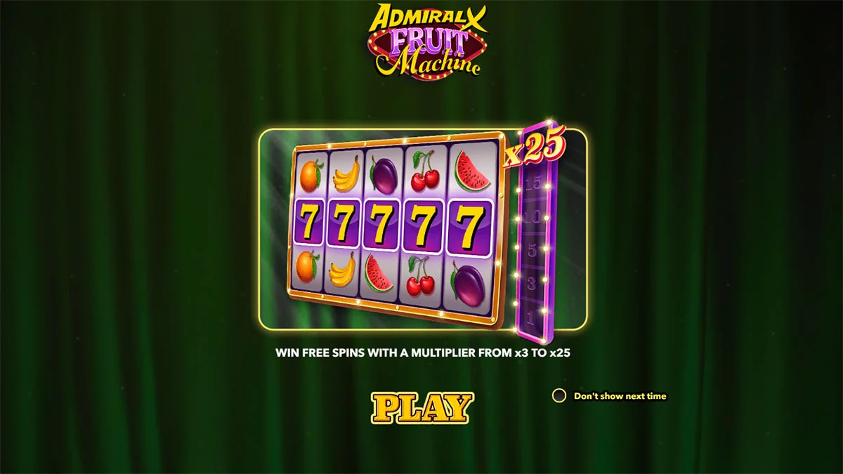 ADMIRAL X FRUIT MACHINE Homescreen