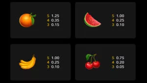 ADMIRAL X FRUIT MACHINE Paytable2
