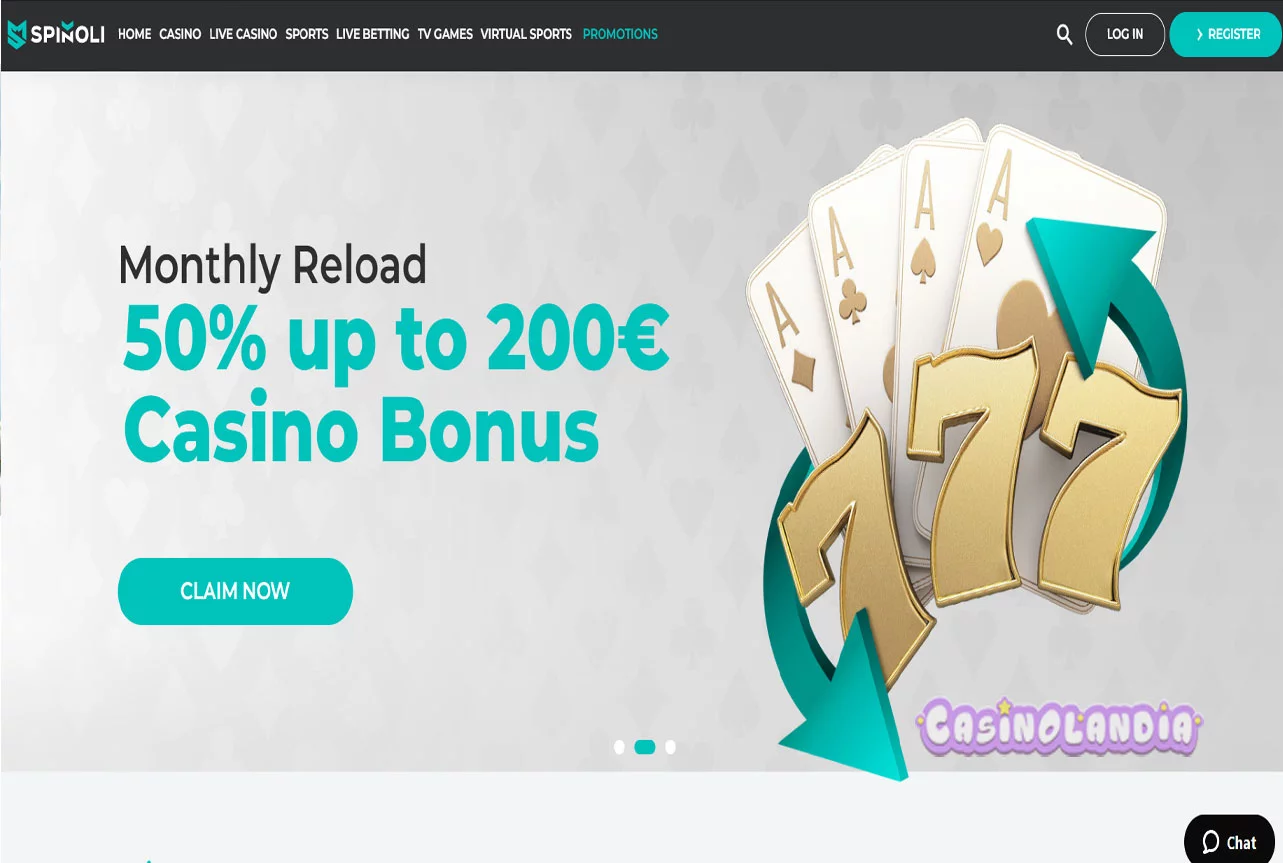 Spinoli Casino Home Screen