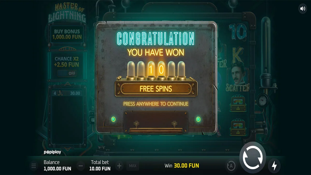 Master of Lightning Free Spins