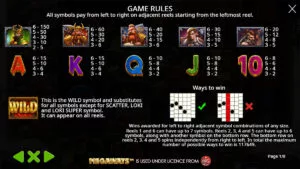 Revenge of Loki Megaways Paytable