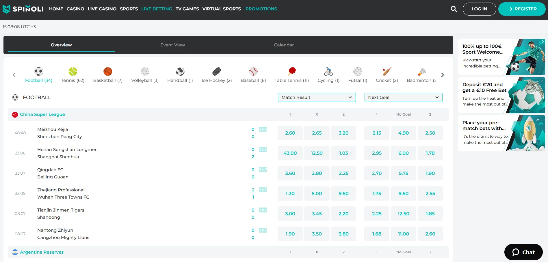 Spinoli Casino Live Betting