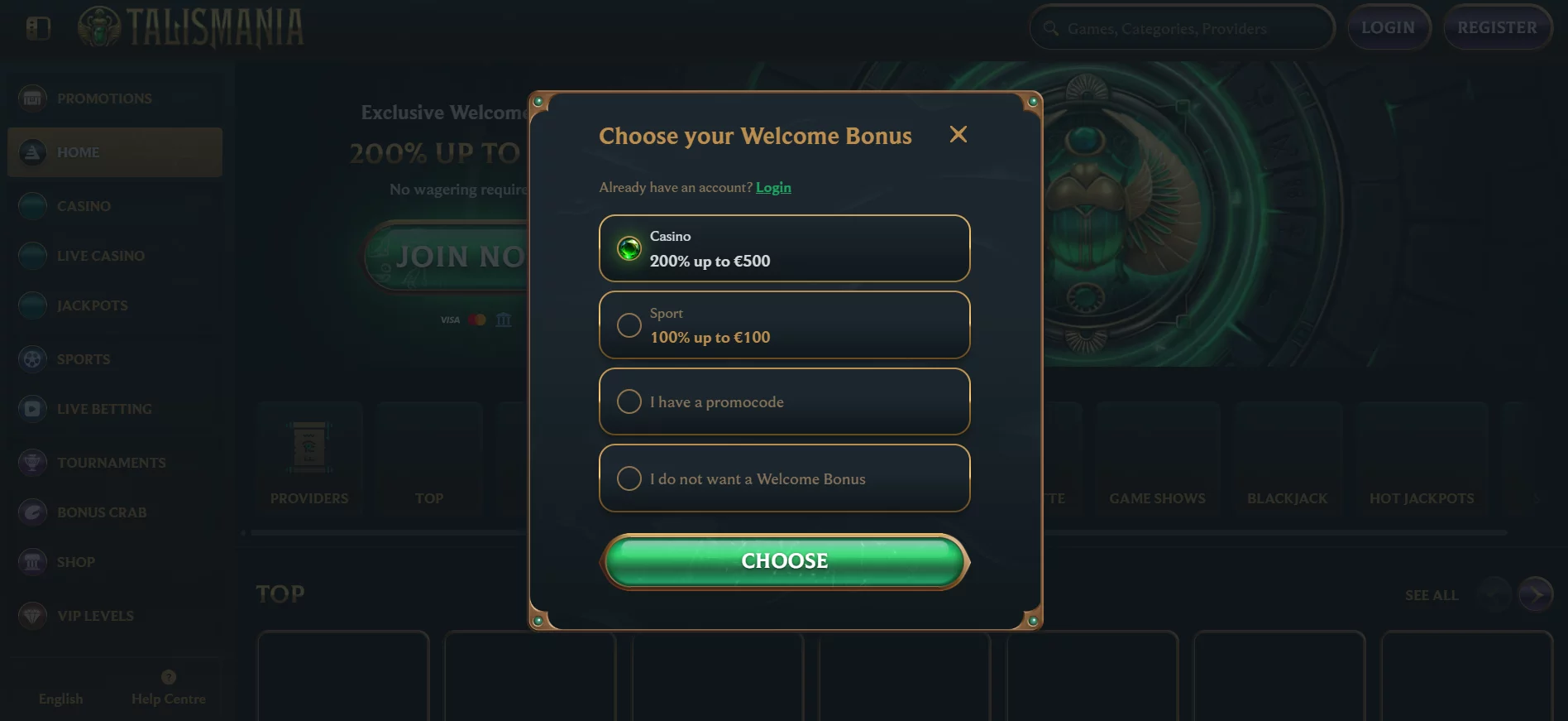Talismania Casino Registration
