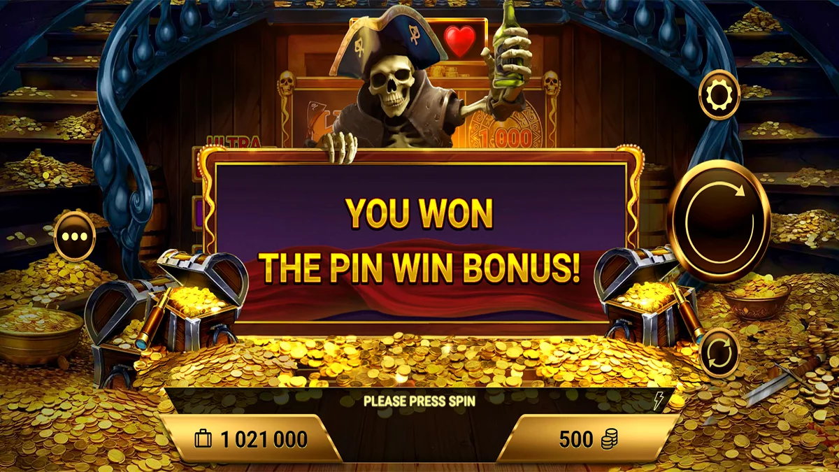 Skull Coins Pin Win