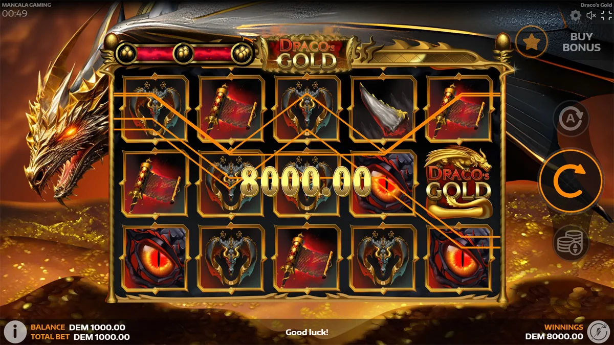 Drago's Gold Slot Base Win