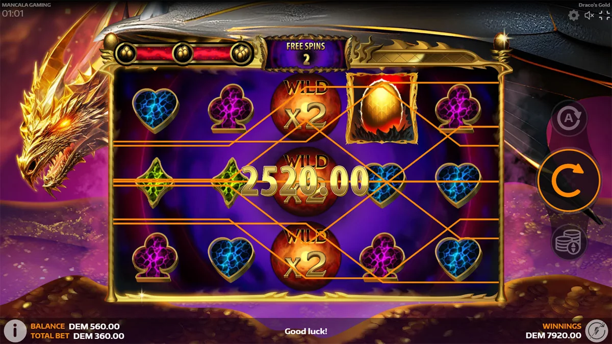 Drago's Gold Slot Multiplier Win