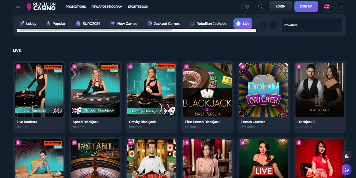 Live-Casino Rebellion Casino