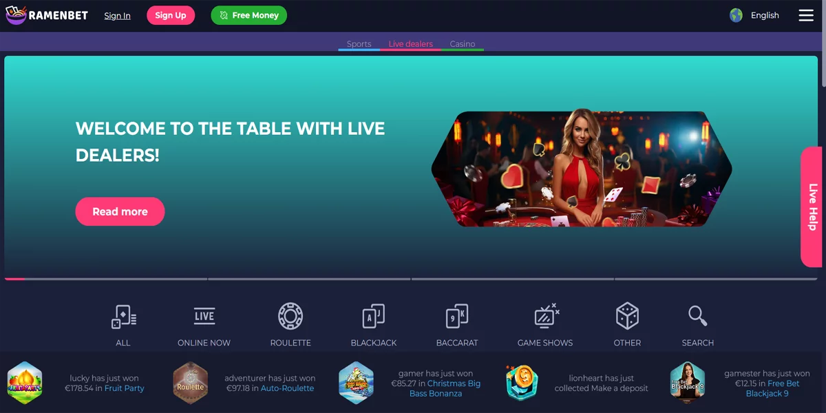 RamenBet Casino LiveDealer