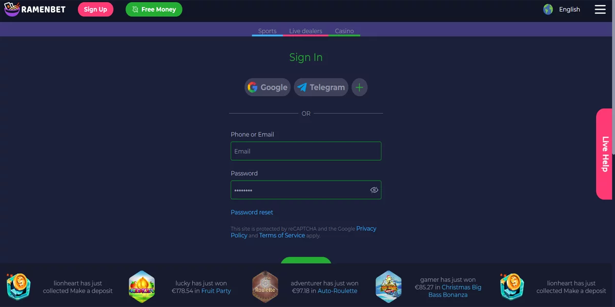 RamenBet Casino Registration