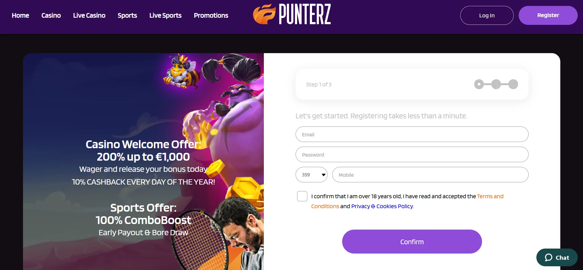 Punterz Casino Registration