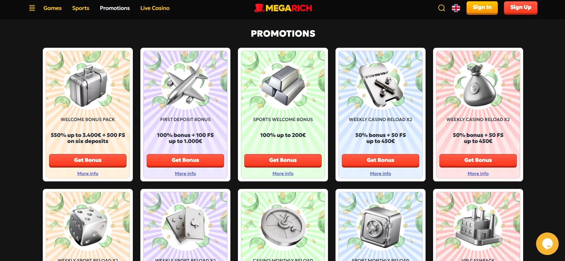 Megarich Casino Promotions