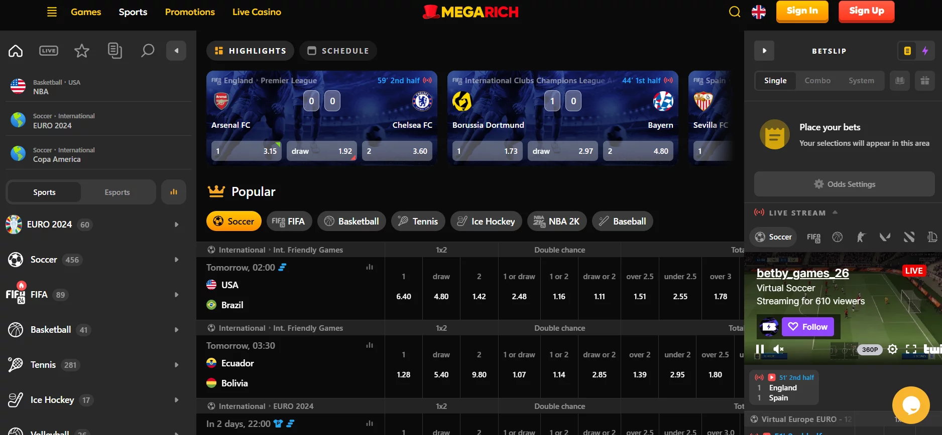 Megarich Casino Sportsbook