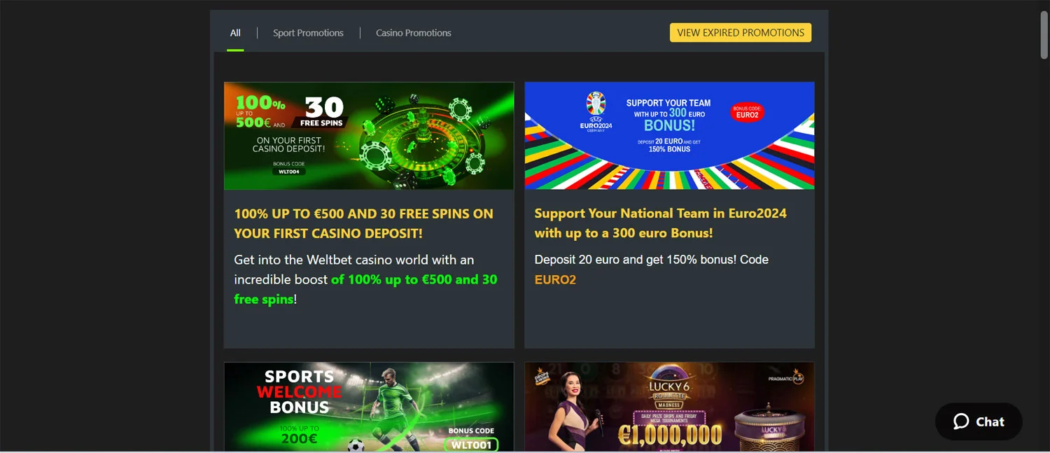 Weltbet Casino Promotions