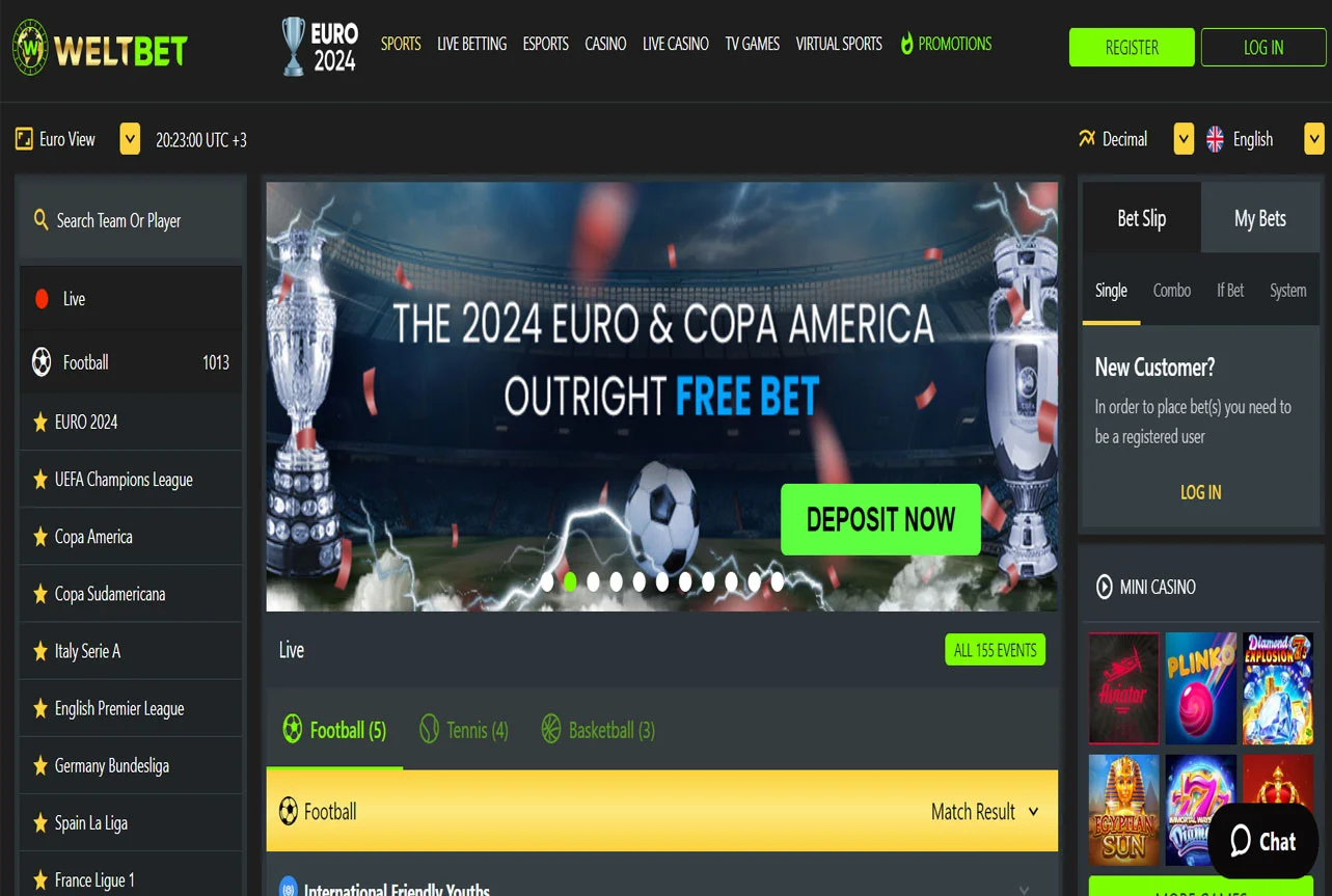 Weltbet Casino Desktop View